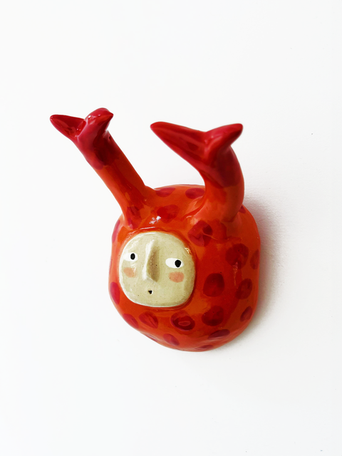 Cabeça Bibelô Chifre Laranja - Ceramica